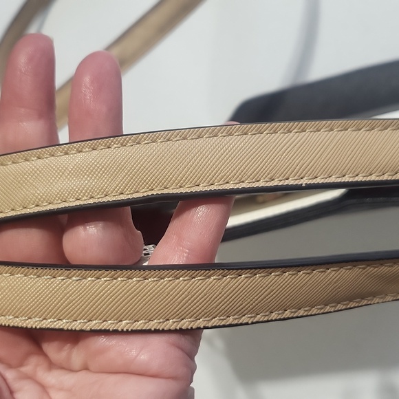 U.S. POLO ASSN Black White Tan Convertible Crossbody with Belted Lock - Picture 9 of 16